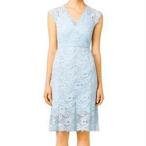SHOSHANNA LIGHT BLUE LACE V-NECK MIDI DRESS SIZE 0